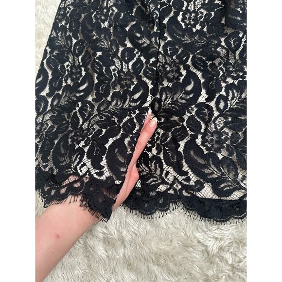 Sz 6 White House Black Market Lace Pencil Skirt Knee Length Scallop Edge Zip - Picture 5 of 7